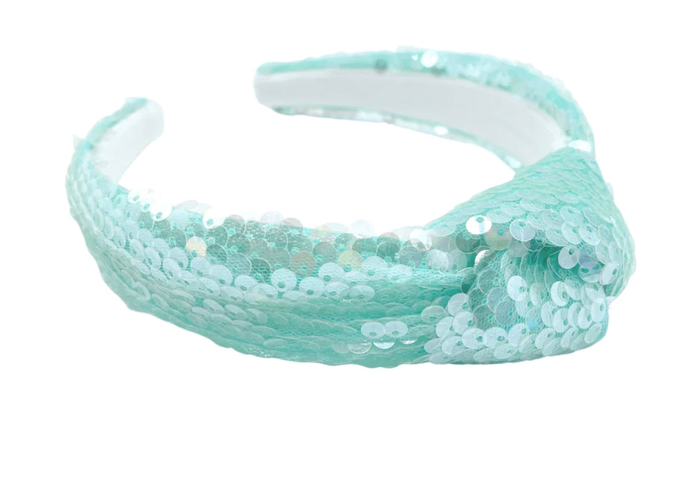 Aqua Sequin Knotted Headband